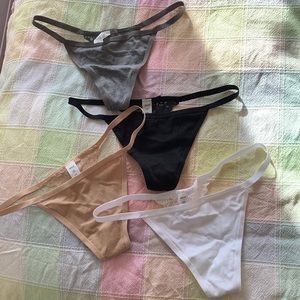 NWT - Cotton String Thong Lace Back Aerie - Neutral Color Assortment - 4 pack